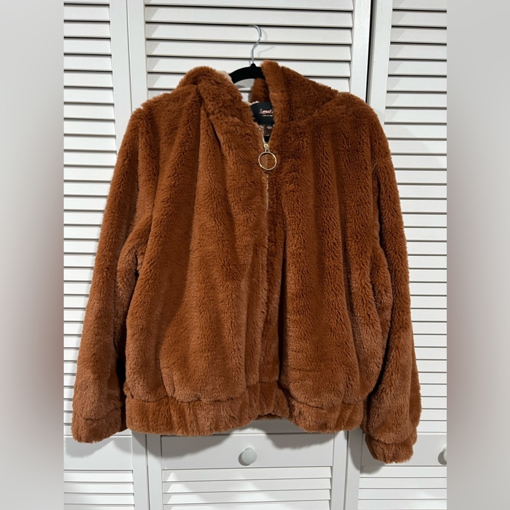 Teddy jacket cropped coat size large